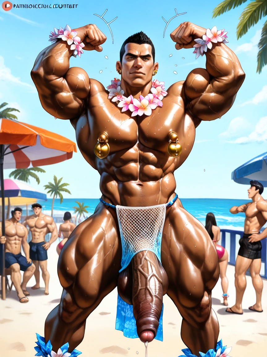 Male Hawaiian Hula Dancer, Tall Legs, Cutesexyrobutts AI Gay Porn
