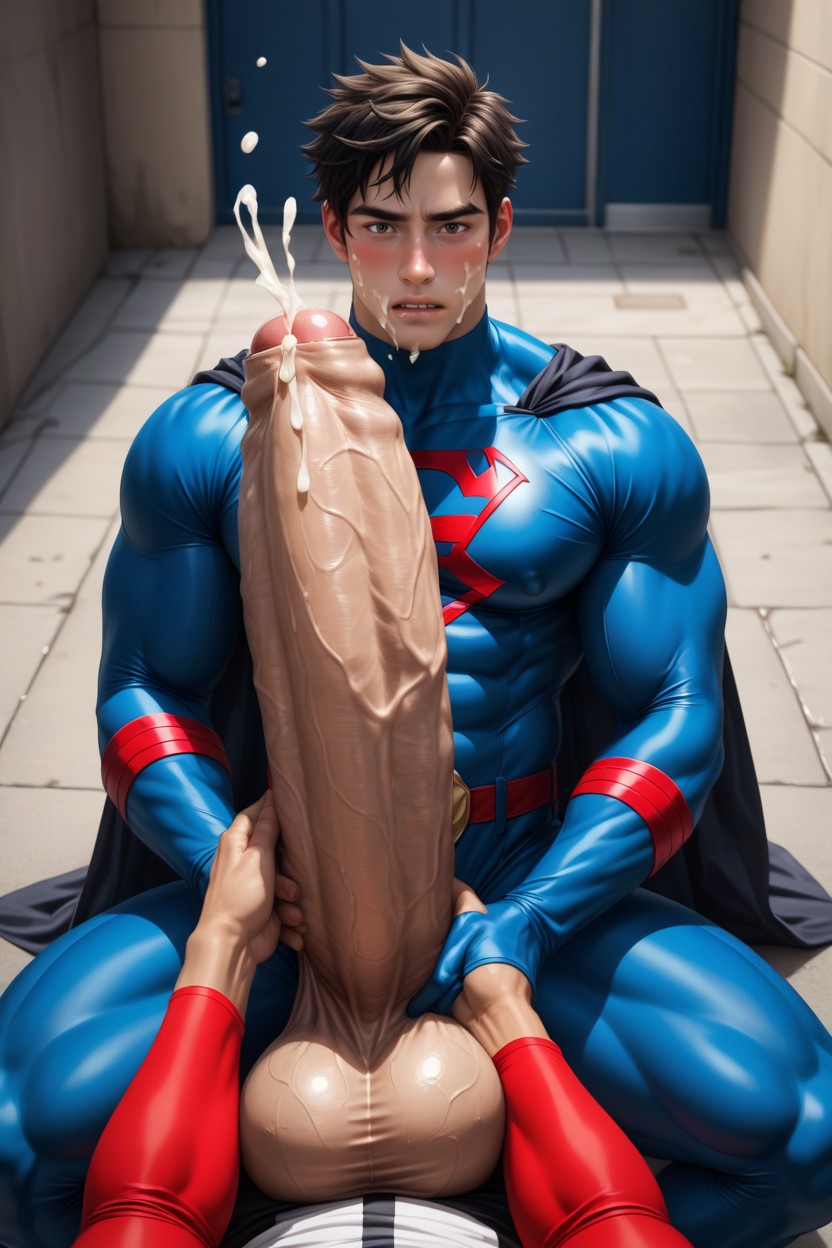 Black Hair, Pubic Hair, Precum Droplet On Tip AI Gay Porn