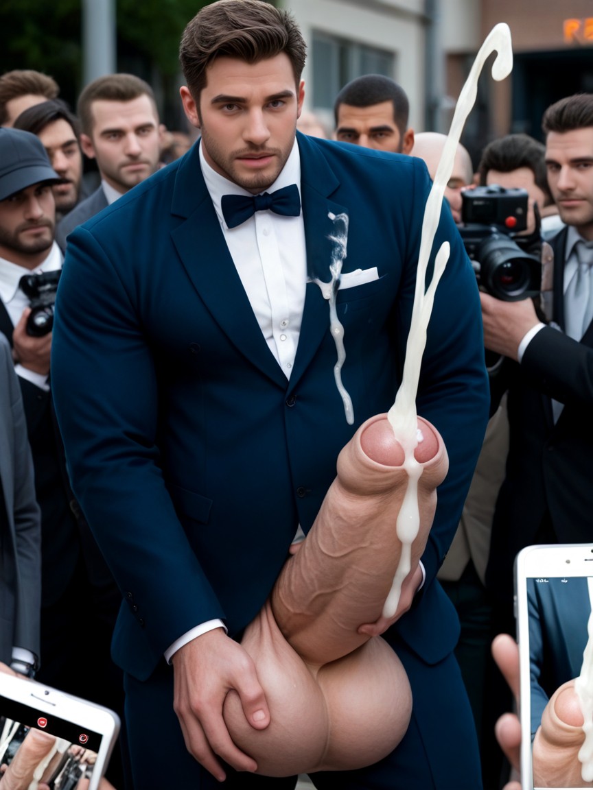 Holding Gigantic Hyper Cock With Both Hands, In Color, Caught AI Gay Porn