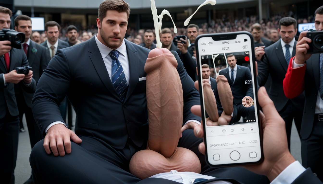 Impossibly Long And Thick Hyper Cock, Massive Enormous Giant Hyper Cock, Filmed By Many Cameras Around Him AI Gay Porn