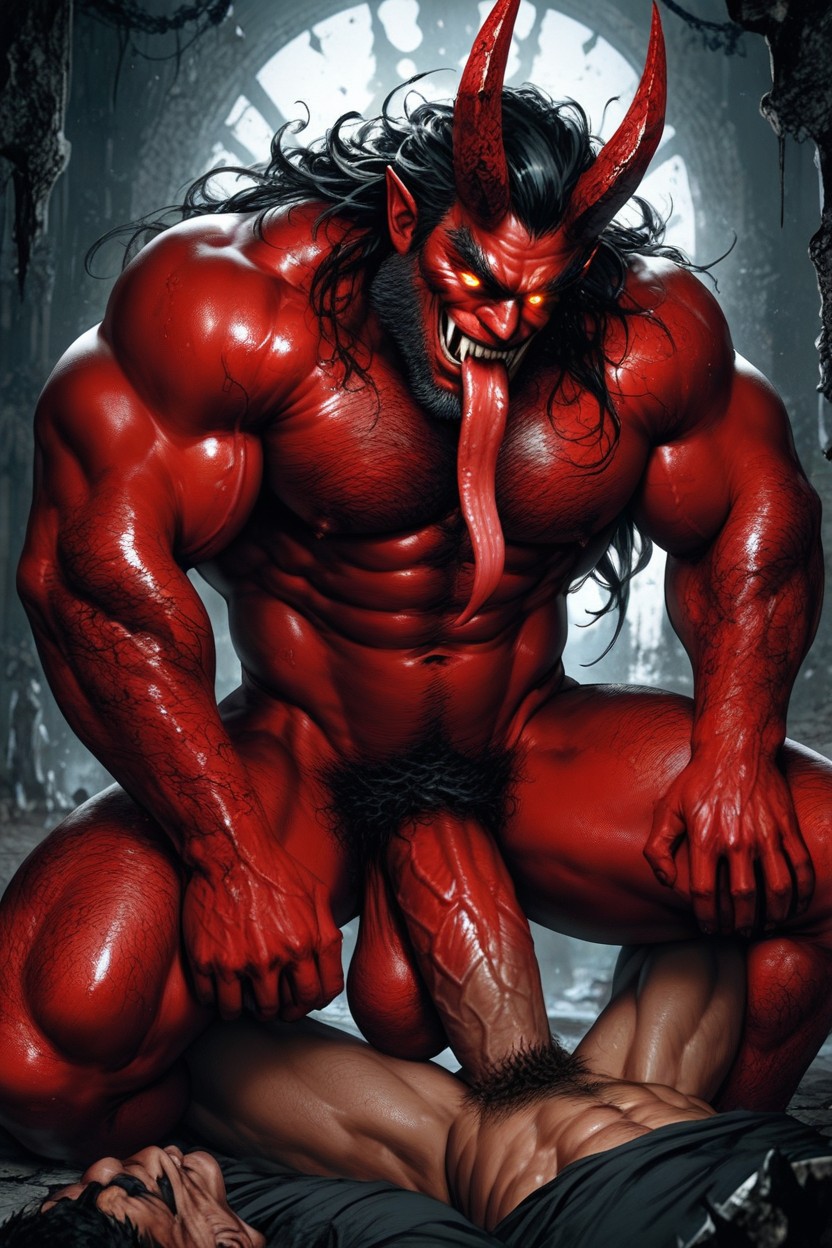 Red Skin, Highly Detailed, Glowing Eyes AI Gay Porn