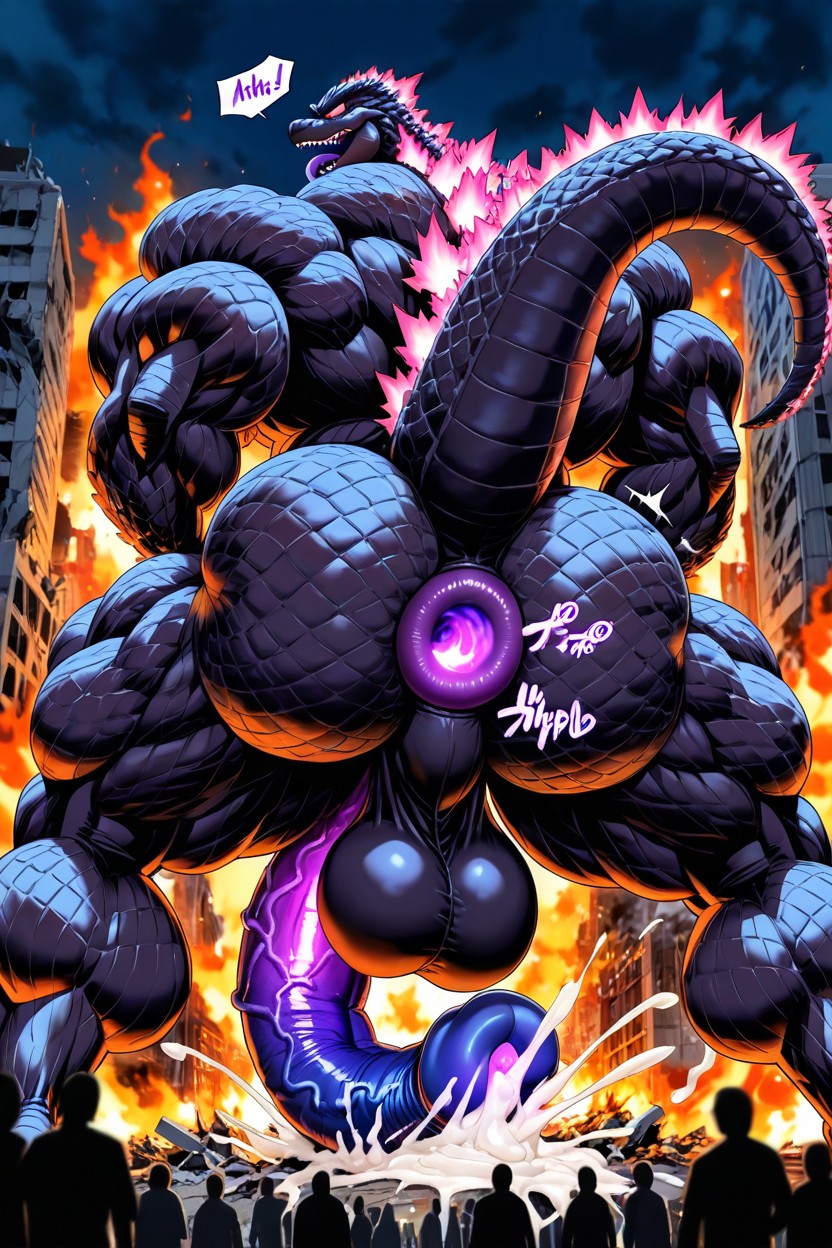 Orgasm, Burning City, Purple Tongue AI Gay Porn