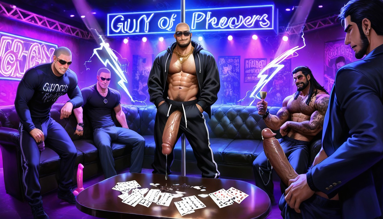 Black Background, Private Vip Room, Shaved Head AI Gay Porn