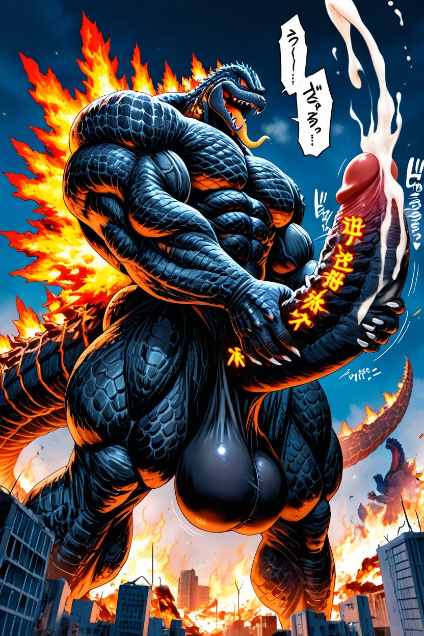 Moonlight, Burning Godzilla, Yellow Fire AI Gay Porn
