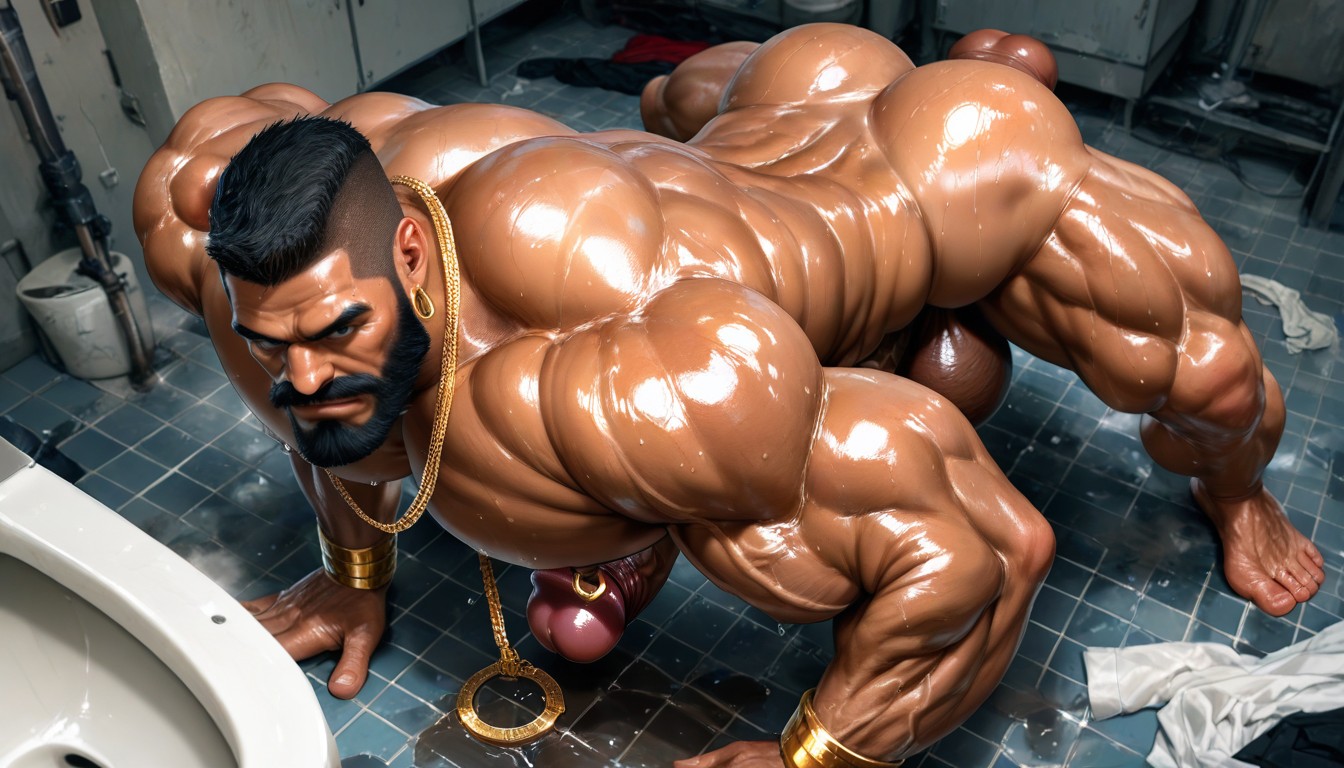 Cleft Chin, Squatting On Toilet, Gold Bracelets AI Gay Porn