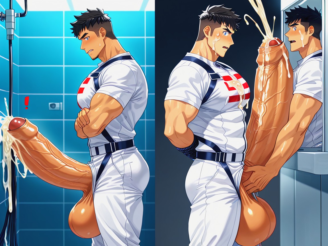 Accidental Orgasm, Upright Mega Bulge, Nullq Artstyle AI Gay Porn
