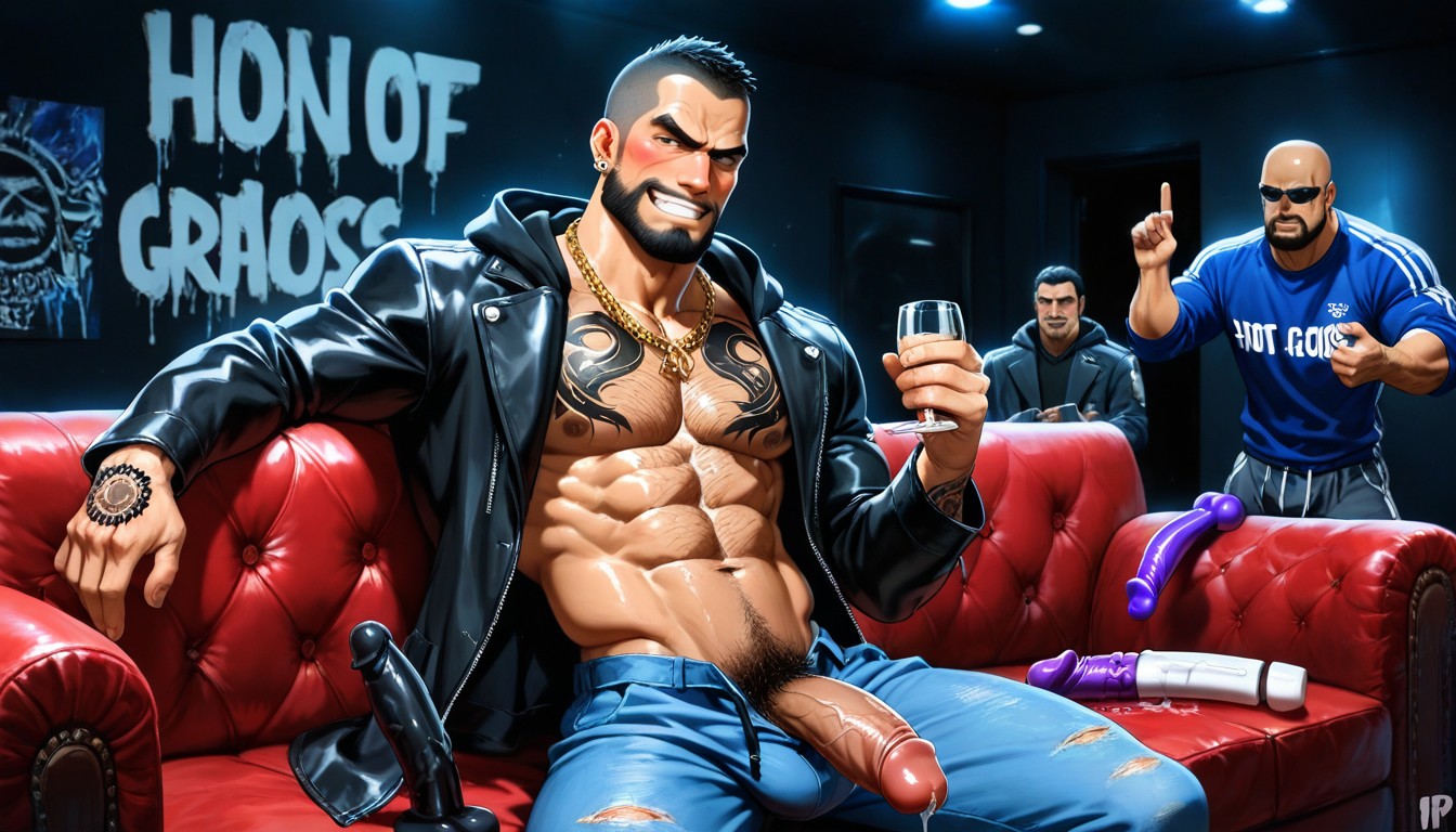 Shaved Head, Mood Lighting, 3 Personas Porno gay IA