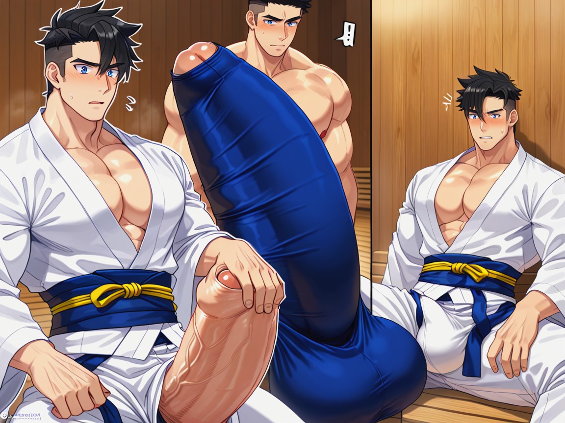 Surprised Orgasm, Karate Dojo, Nullq Artstyle AI Gay Porn