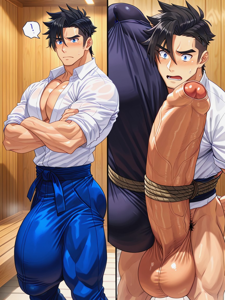 18+, Sauna, Photorealistic AI Gay Porn