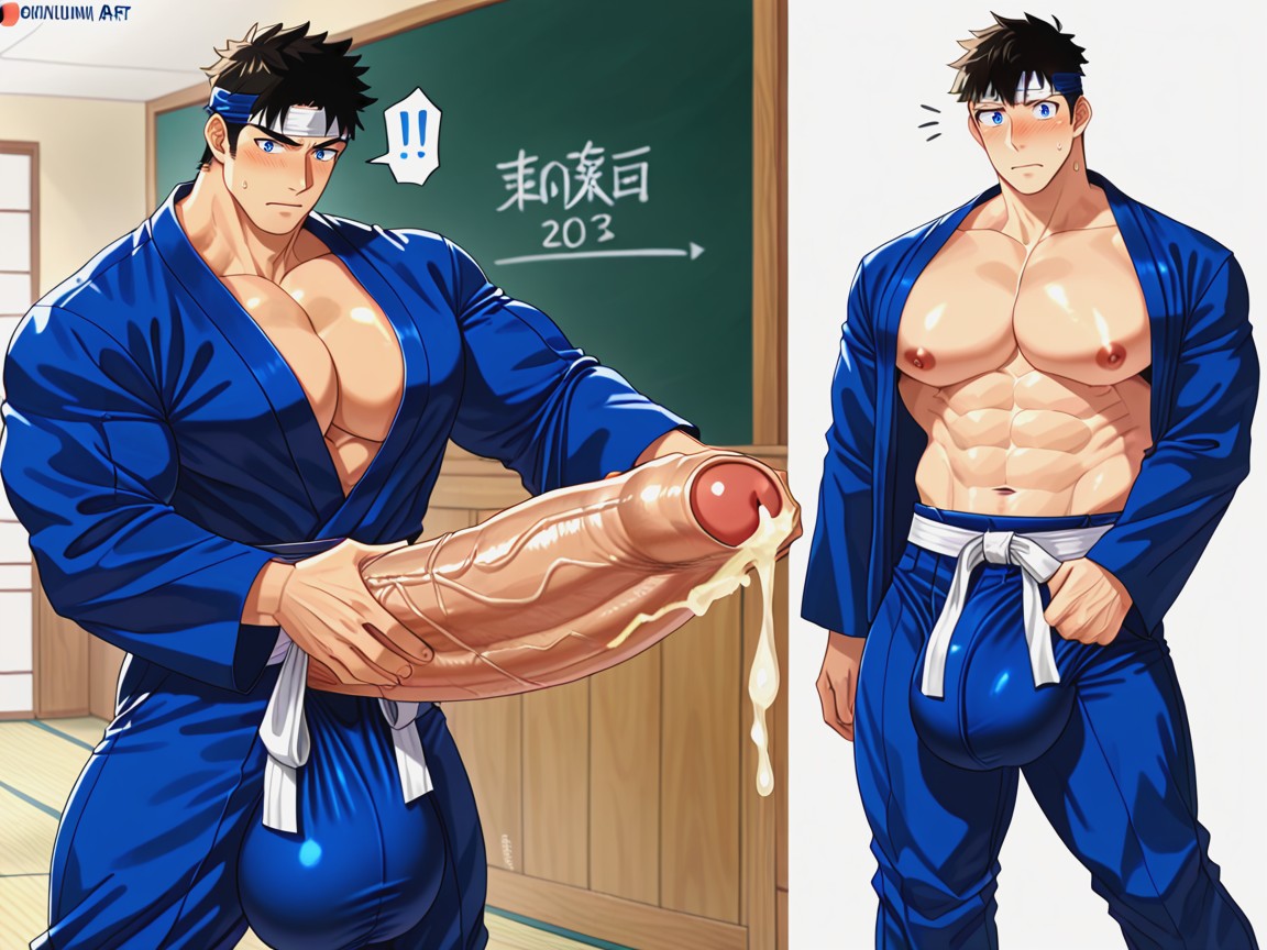Squeezable, Bobcut, Multiple Embarassed Men With Hyper Erect Pants Bulge AI Gay Porn