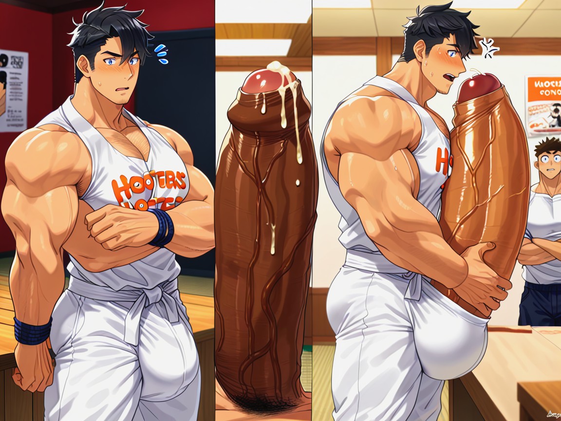 Impossibly Long And Thick Hyper Cock, Scary, Colored AI Gay Porn