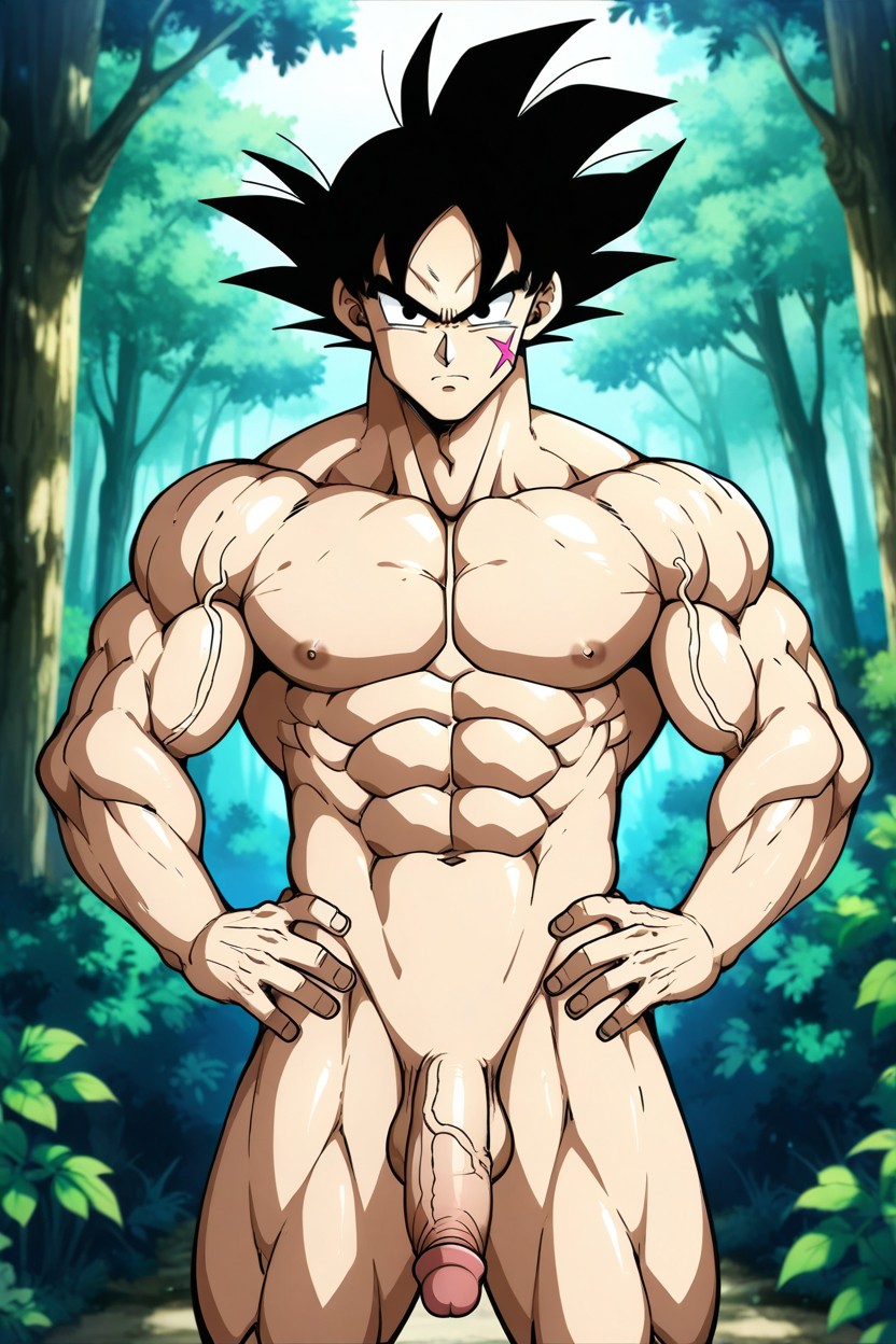 Anime Style, Oversized Muscles, Black Hair AI Gay Porn