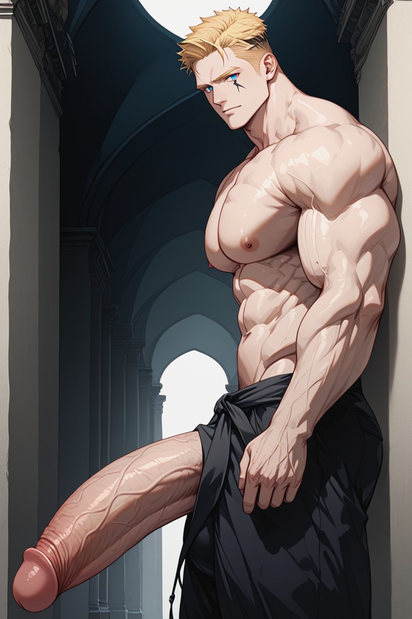 Pale Skin, Chiseled Facial Features, Very Short Hair AI Gay Porn