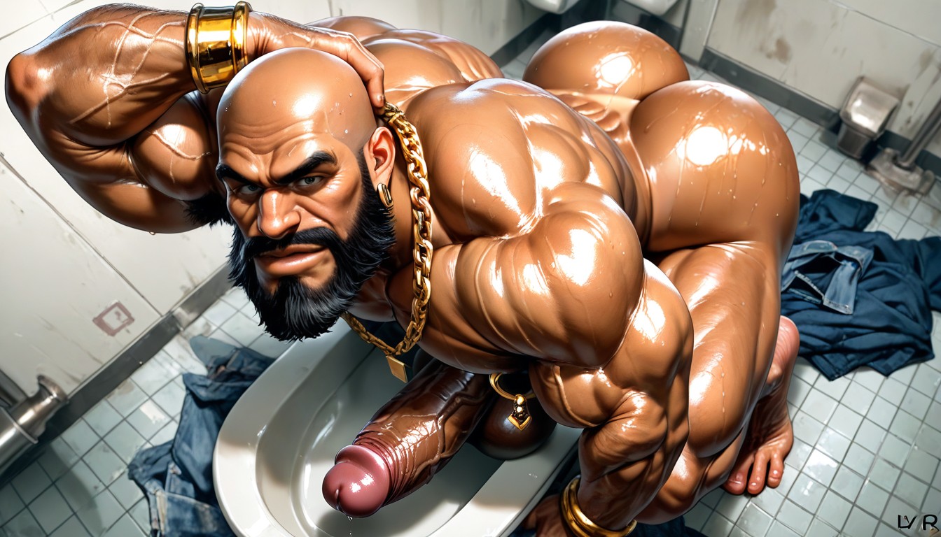 Gigantic, Nipple Rings, Cleft Chin AI Gay Porn