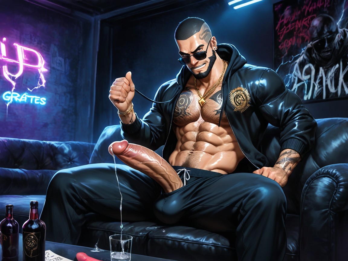 Leather Couch, Sweatpants, Venezolano Porno gay IA