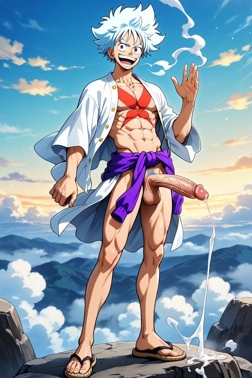 Hand Holding Penis, Sky Background, Naked AI Gay Porn