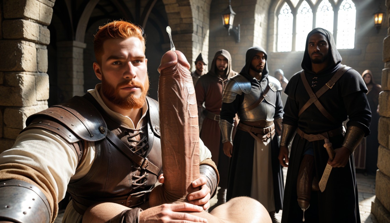 Handsome Bearded Angular Face, Gigantic Balls, Manly Square Features Face AI Gay Porn