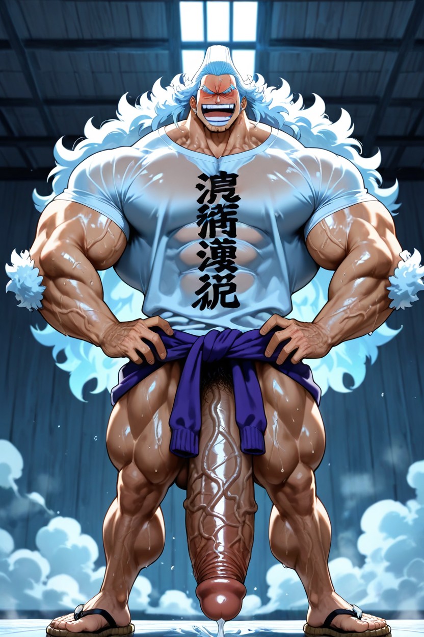 Oversized T-shirt, White Fluffy Hair, Bouncing On The Clouds AI Gay Porn