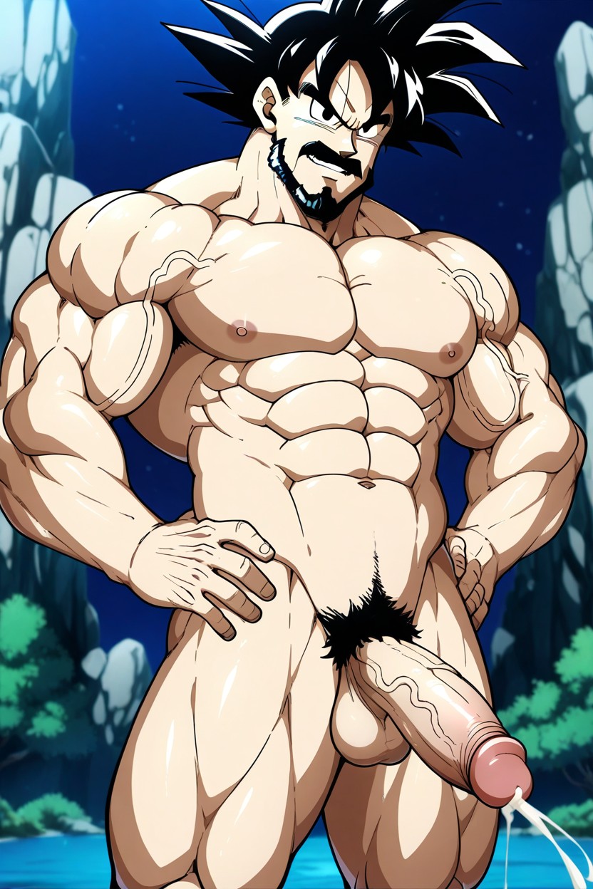 Hard Penis, Smiling Mouth Open, Simple Line Art AI Gay Porn