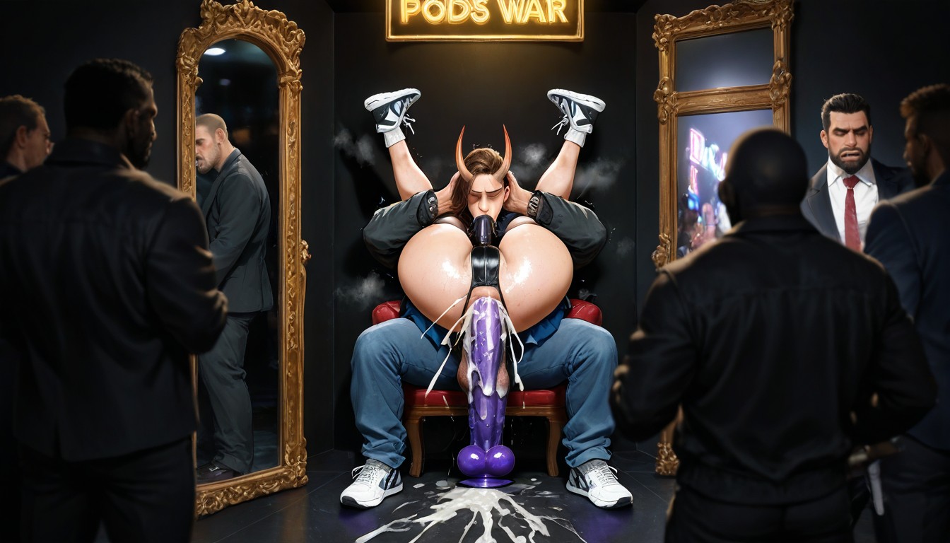 Silhouette Of God Of War Controlling Dildo, Sparks, Black Walls AI Gay Porn