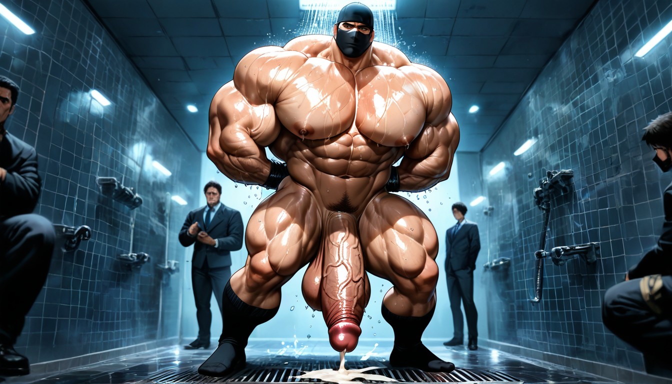 Shower Heads, Huge Bead On Underside Of Dick, Massive Bulky Huge Pecs AI Gay Porn