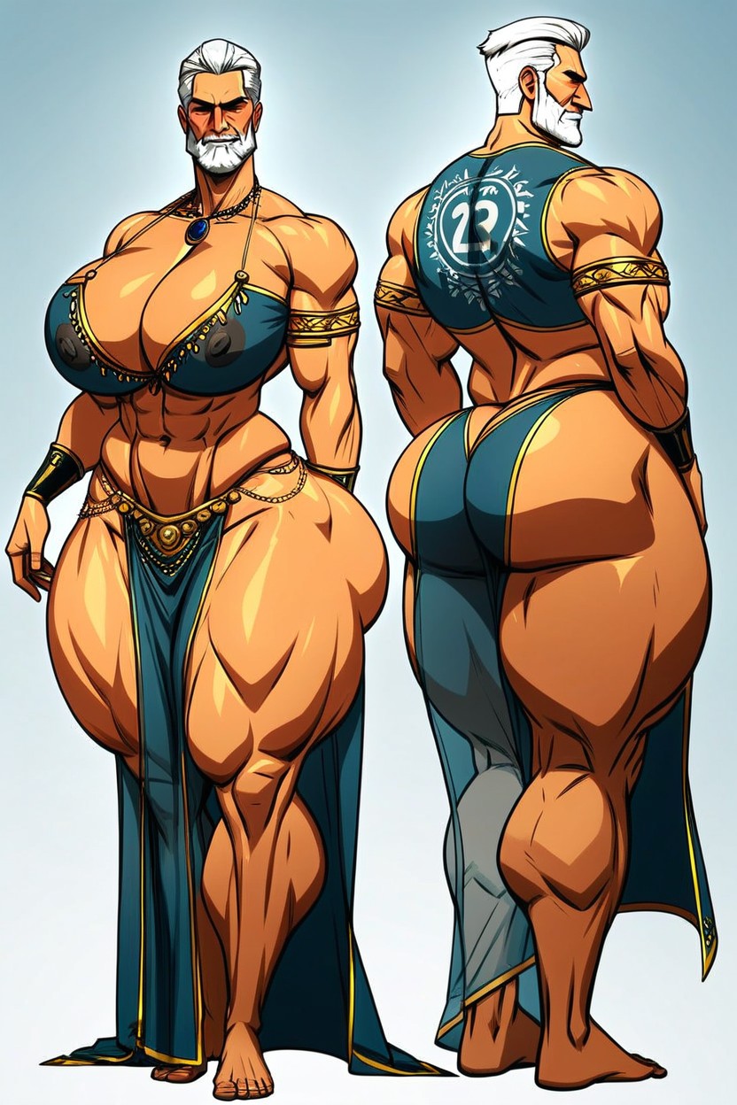 Thick Thighs, Extremely Large Ass, Viking AI Gay Porn