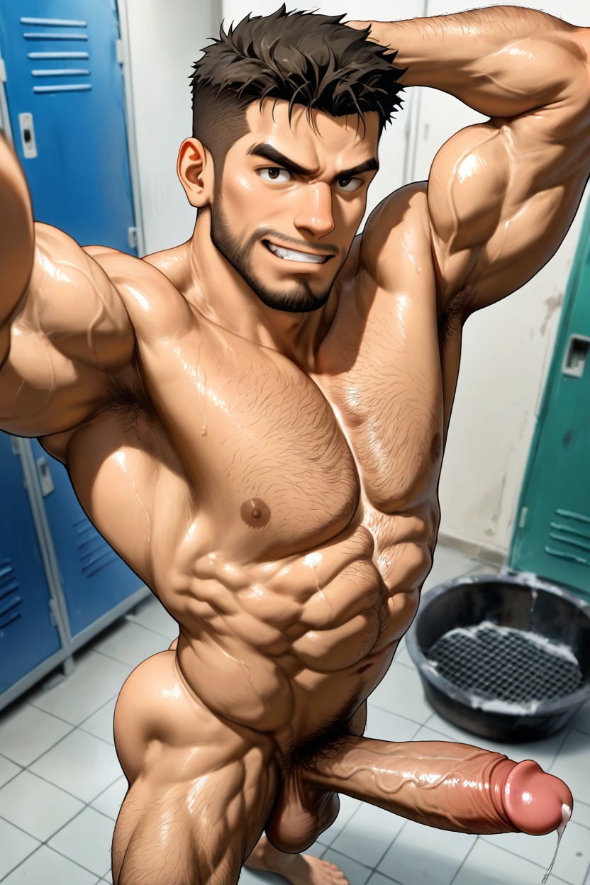 Muscle Ass, Arms Up, Black Hair AI Gay Porn
