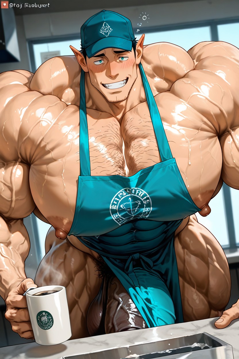 No Tits, Gigantic Long Penis, Barista AI Gay Porn