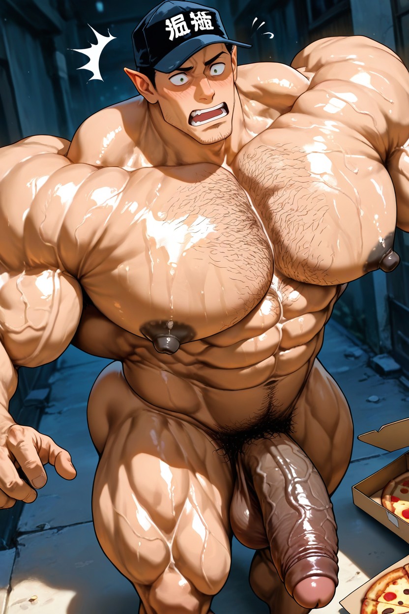 Foreskin, Masculine, Enormous Bulging Chest And Arms AI Gay Porn