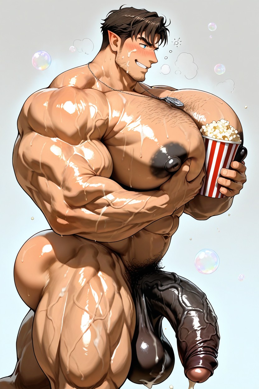 Blushing, Many Kiss Marks Ok Body, Masculine AI Gay Porn