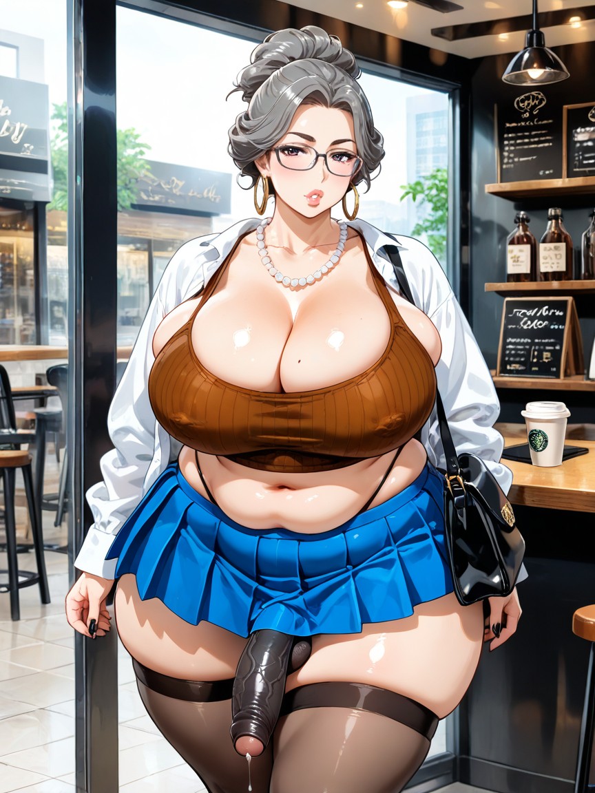 Extremely Large Ass, Beautiful, Pleated Blue Tutu Miniskirt AI Gay Porn