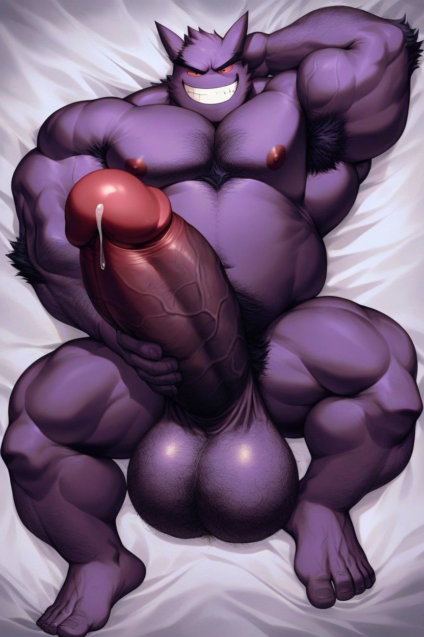 Oversize Hyper Long Veiny Cock, White Teeth, Masturbating AI Gay Porn