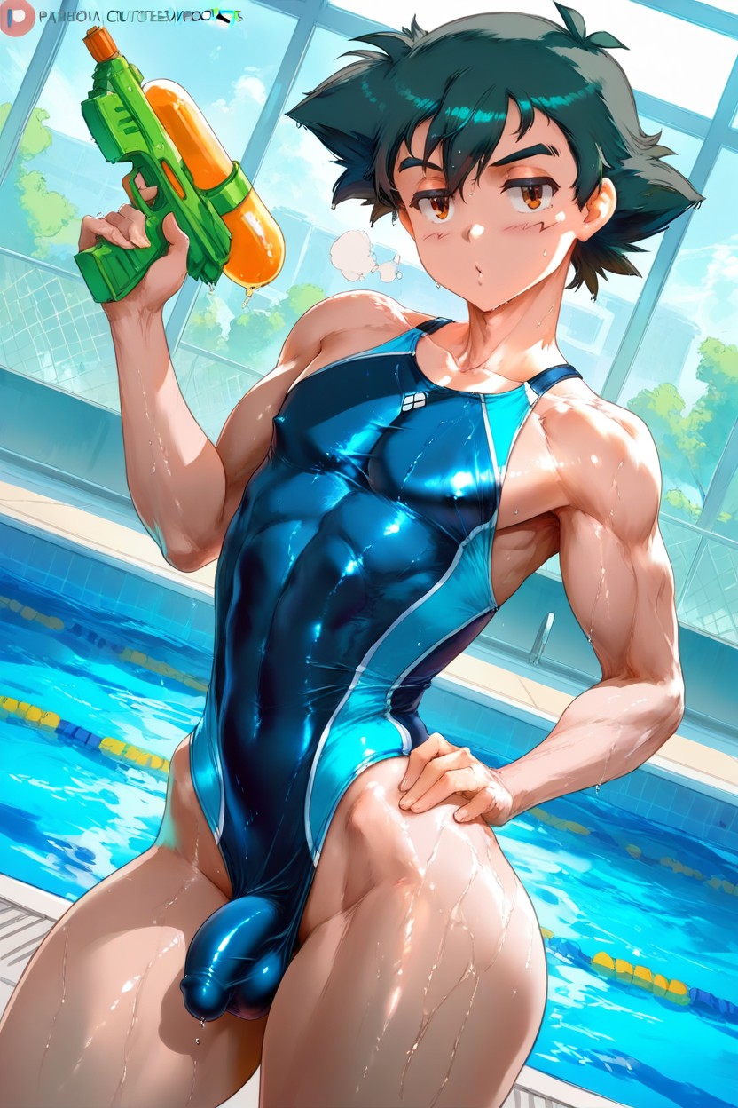 Sunny, Ash Ketchum From Pokémon, Swimsuit AI Gay Porn