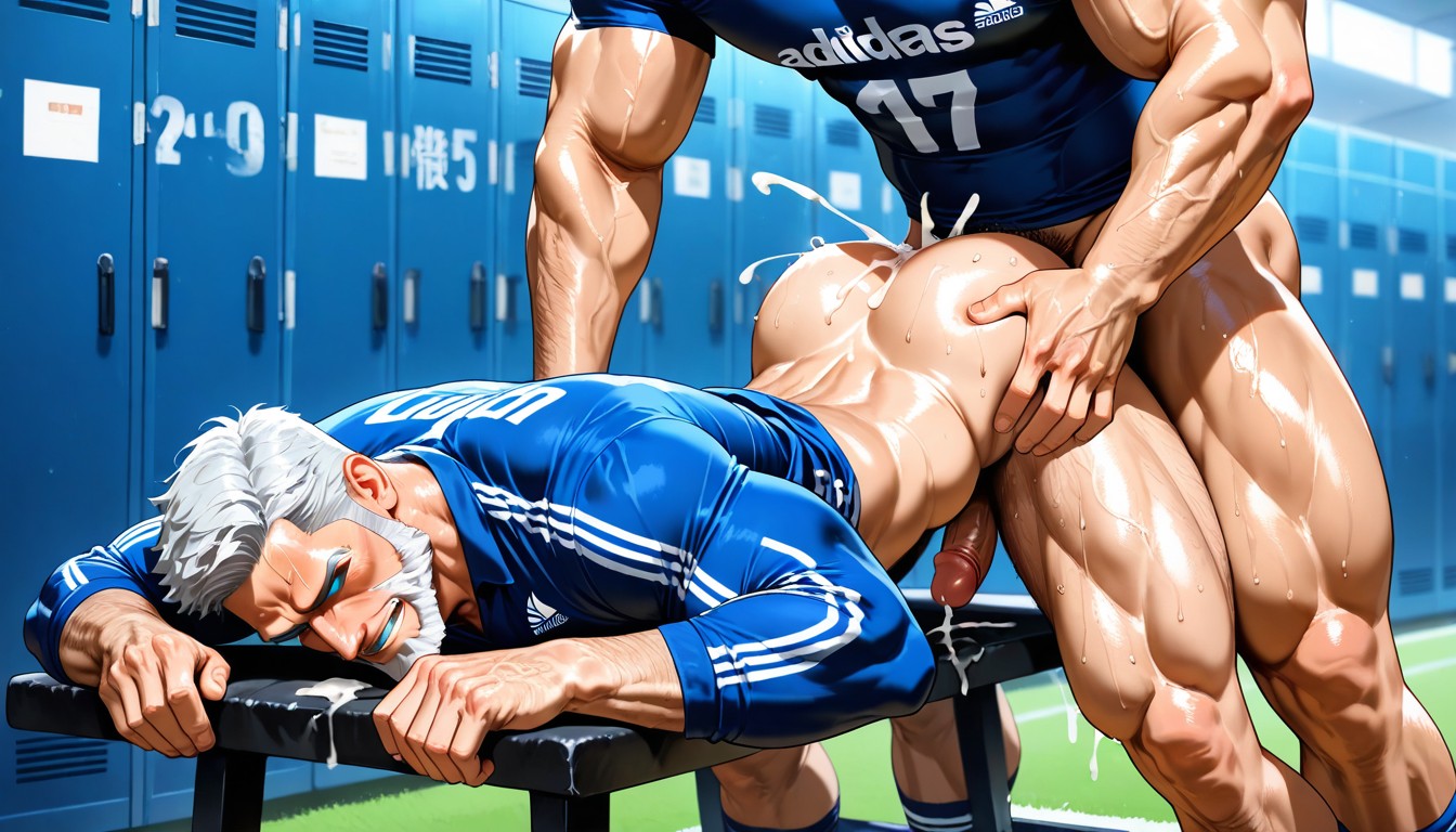 Cum, On Weight Bench, Athletes AI Gay Porn