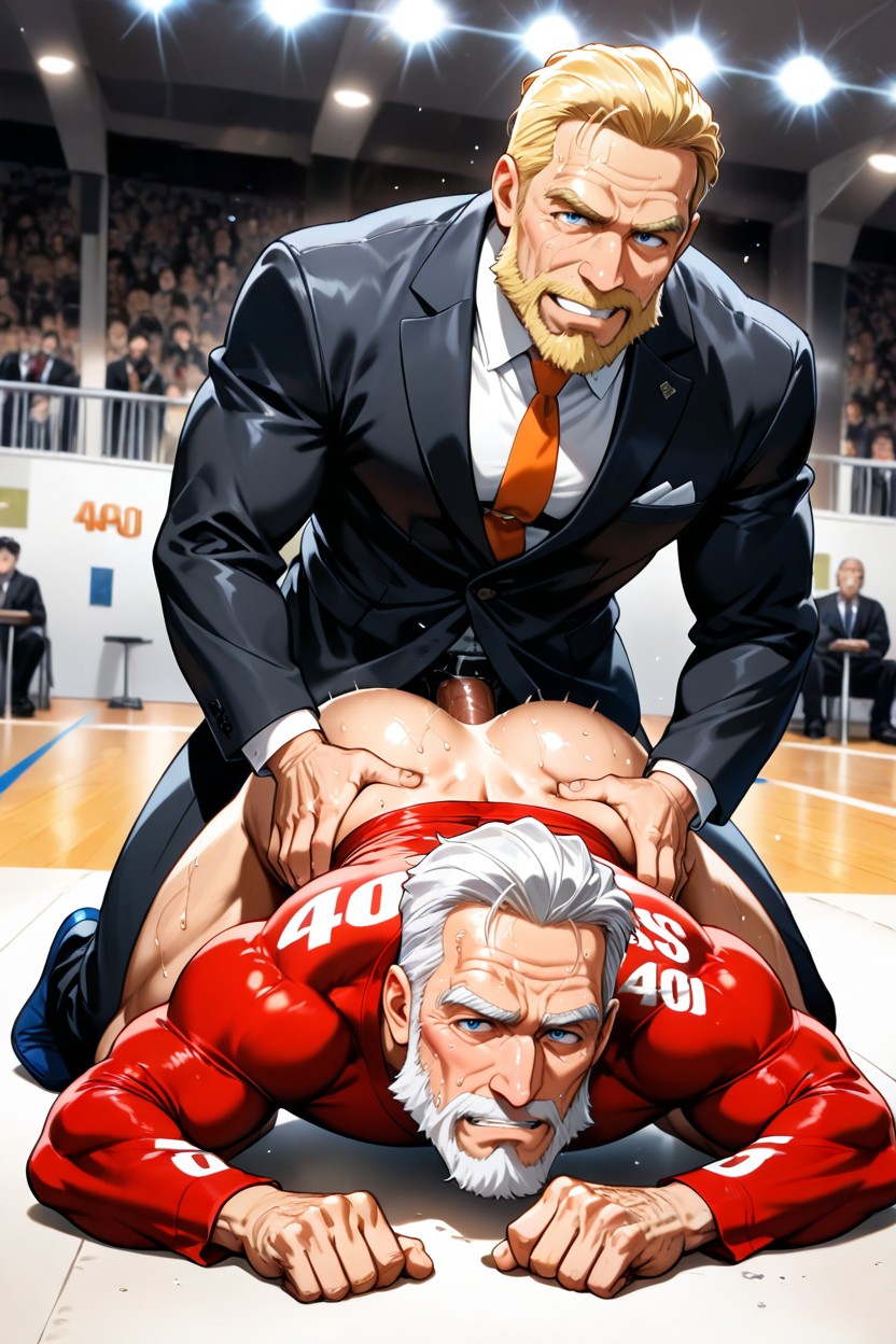 Kneeling, 30+, Gymnast Arena AI Gay Porn