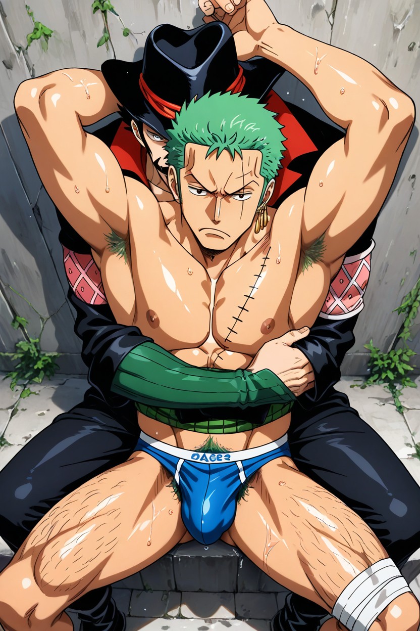 Mihawk Fully Clothed, Spreading Legs, Duo AI Gay Porn