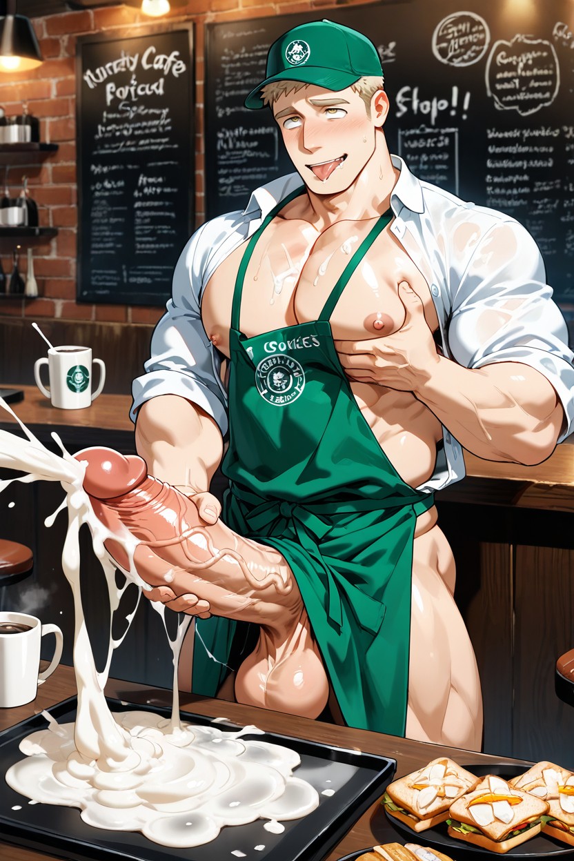 Huge Erect Penis, Cum Covering Everything, Cuming Into A Cup AI Gay Porn