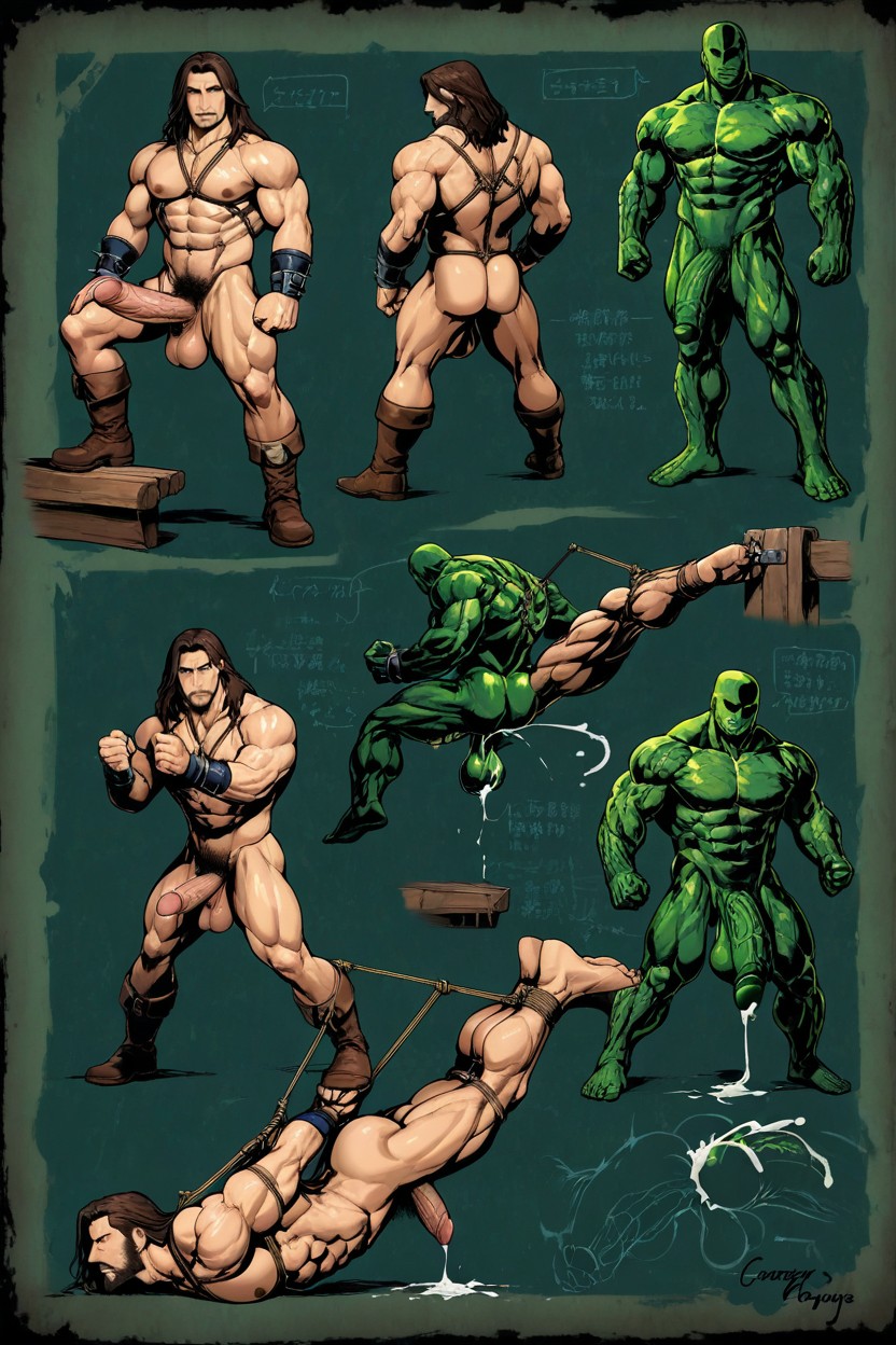 Huge Balls, Gengoroh Tagame Artstyle, Large Erect Penis AI Gay Porn
