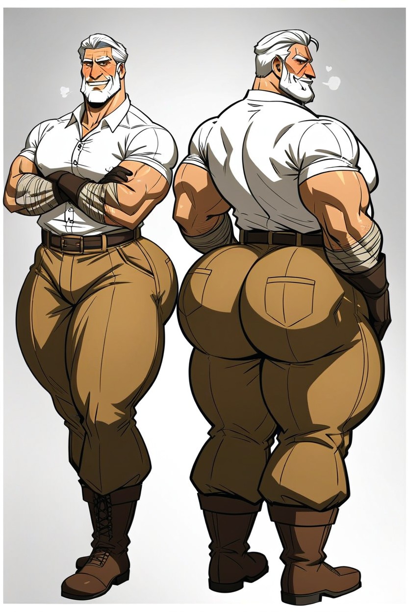 Gigant Ass, Colossal Swolle Muscular Man, Immense AI Gay Porn