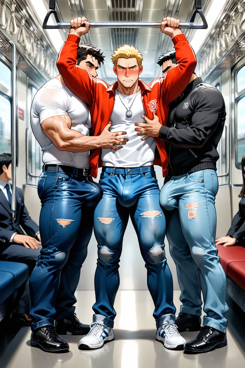 Embarrassed , Jeans Seam, Pressed Body AI Gay Porn