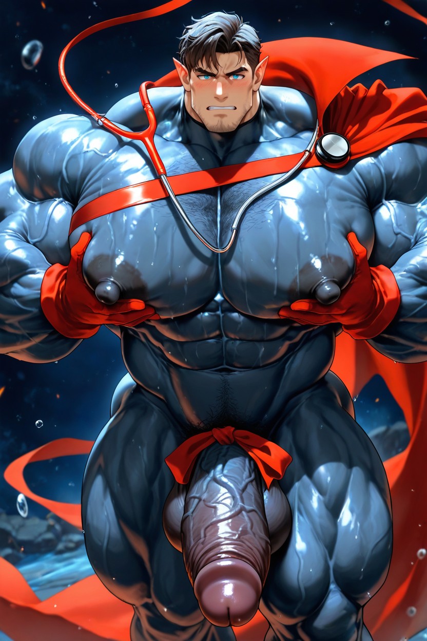 Enormous Bulging Chest And Arms, Gigantic Muscles, Solo AI Gay Porn