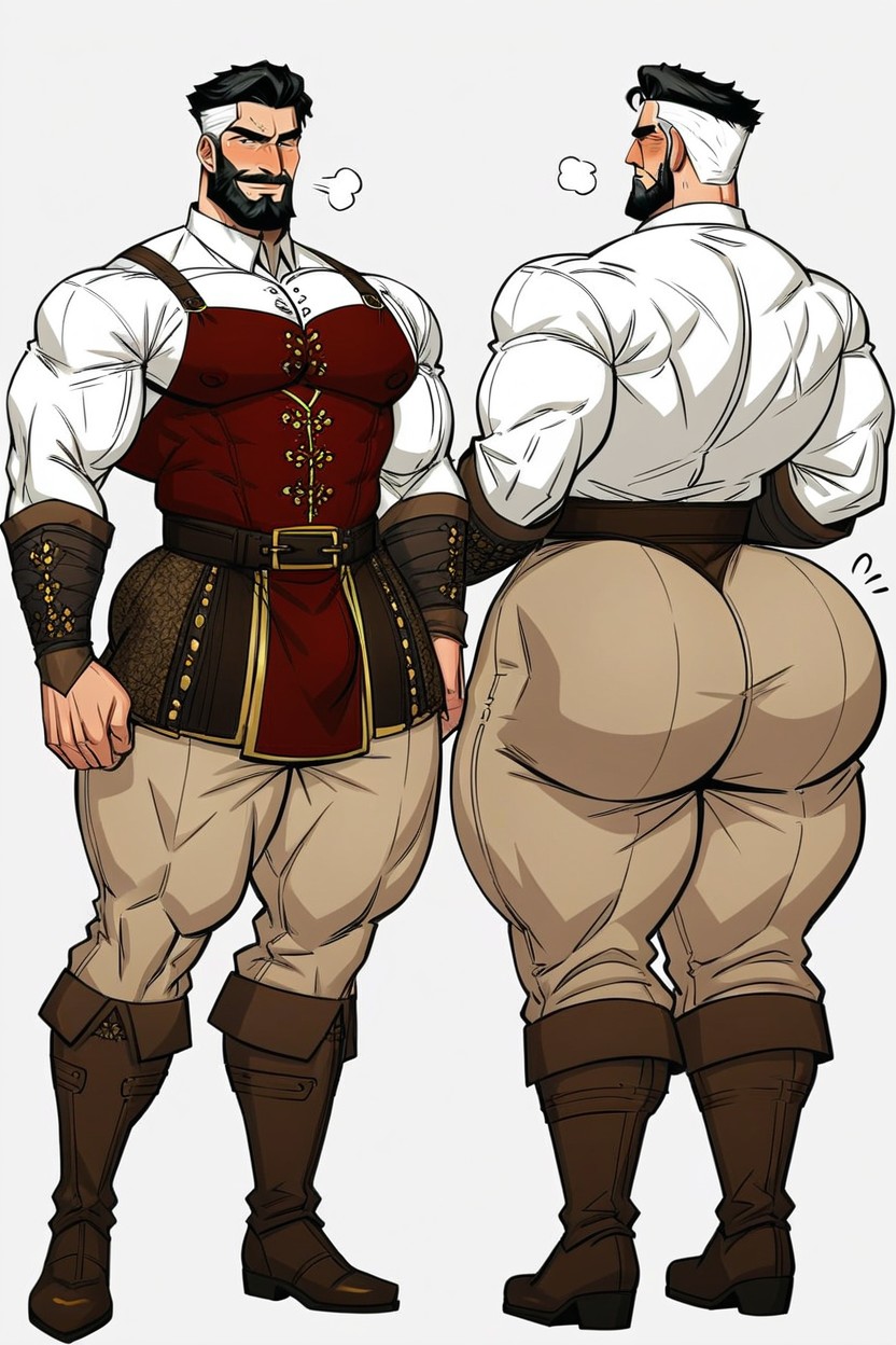 Thick Muscular Body, Medieval Environment Large Chest Man, 30+ Porno gay IA