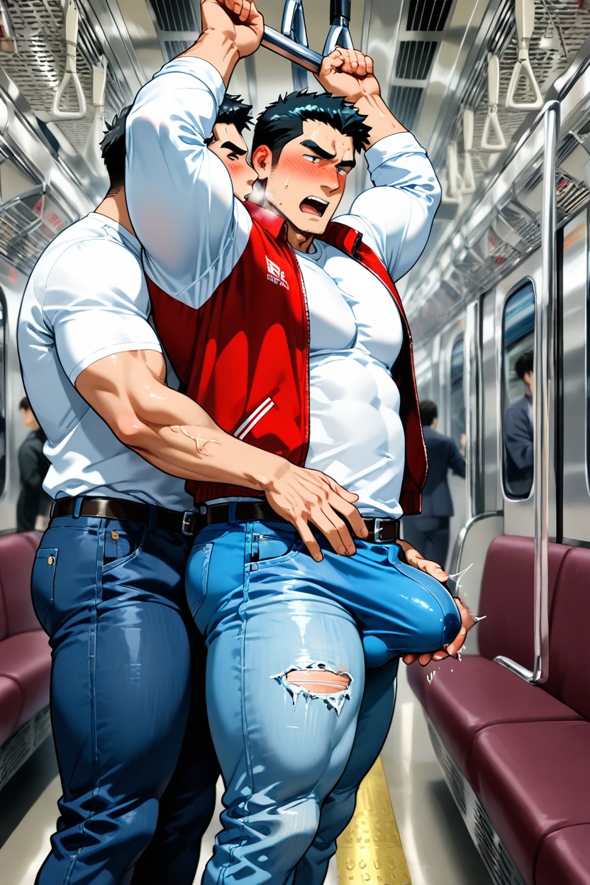Standing, Huge Bulge, Train AI Gay Porn
