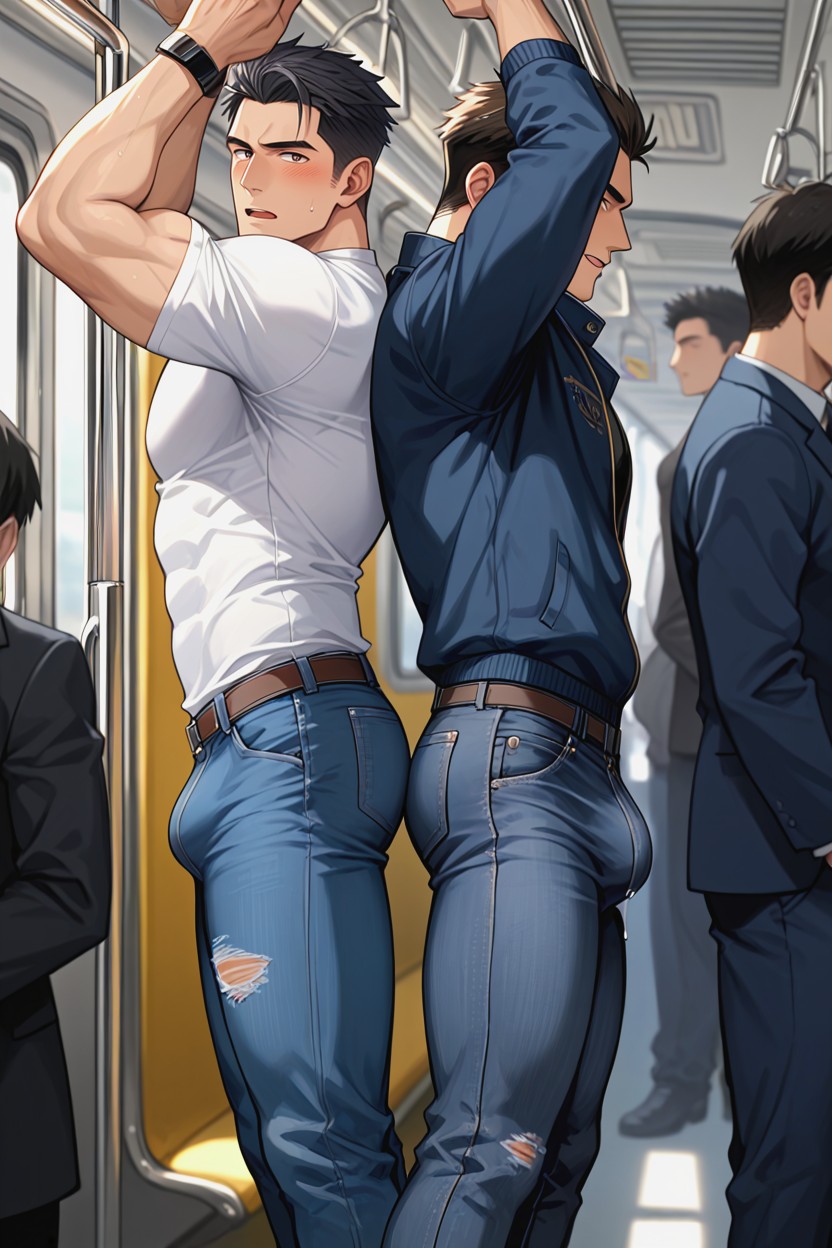 Embarrased, Side View, Jeans AI Gay Porn