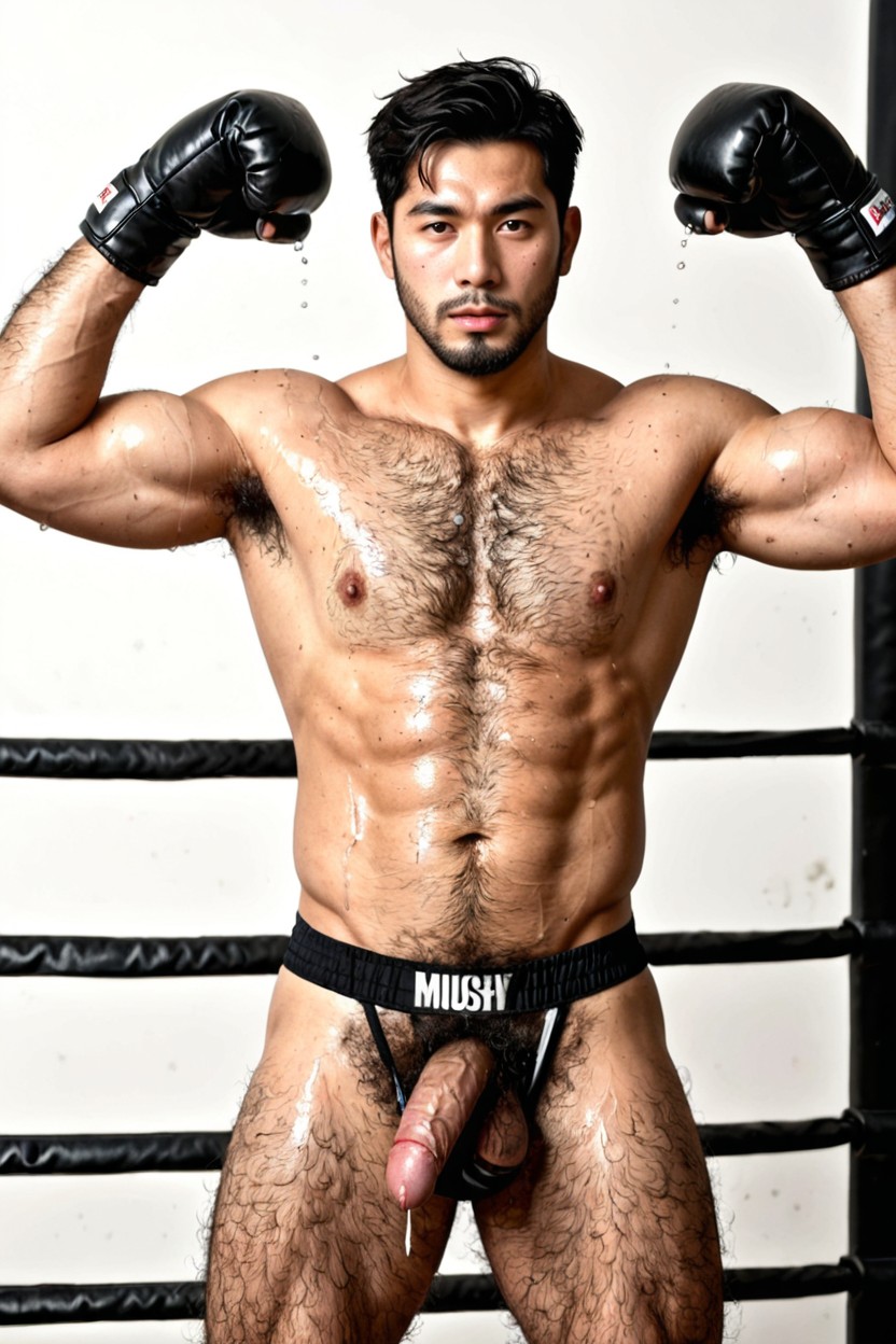 Ultra Hairy Chest, Idol Korean Man, Black Hair AI Gay Porn