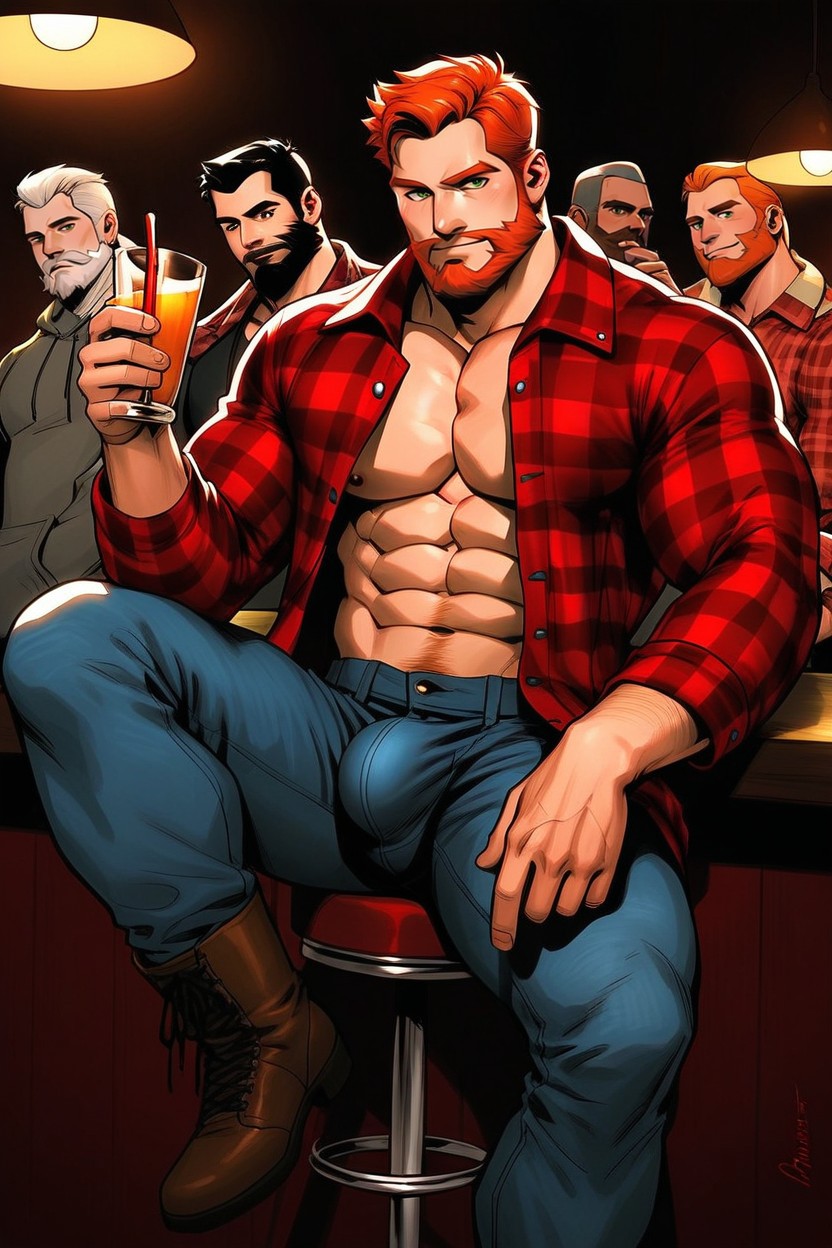 Bar, Frekles, Green Eyes AI Gay Porn