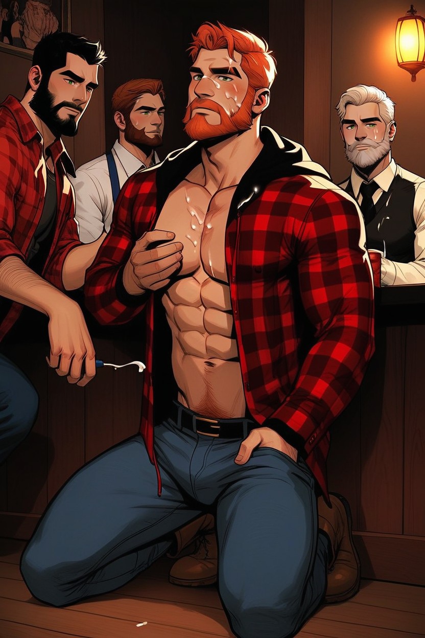 +, 25+, Kneeling AI Gay Porn