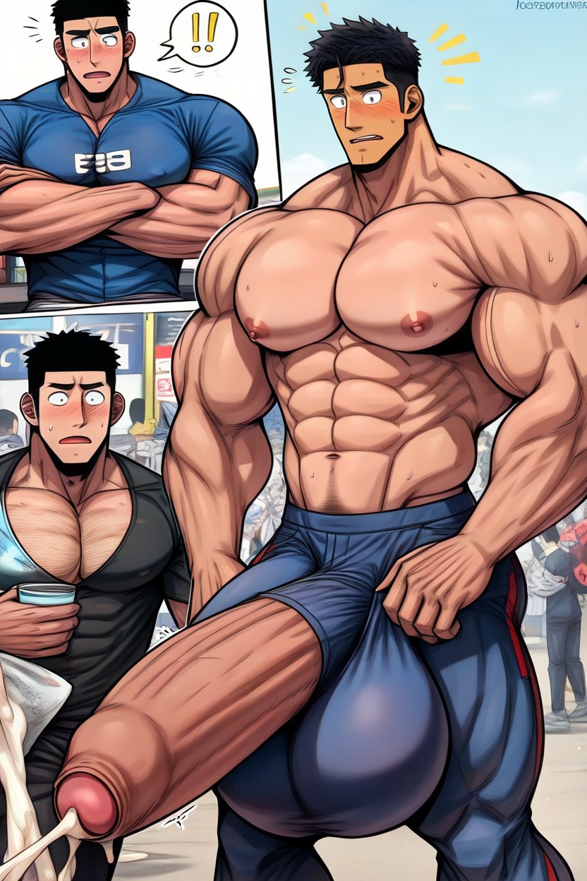 Many Giant Uncut Hyper Cocks, Voyeur, Huge Plump Balls AI Gay Porn