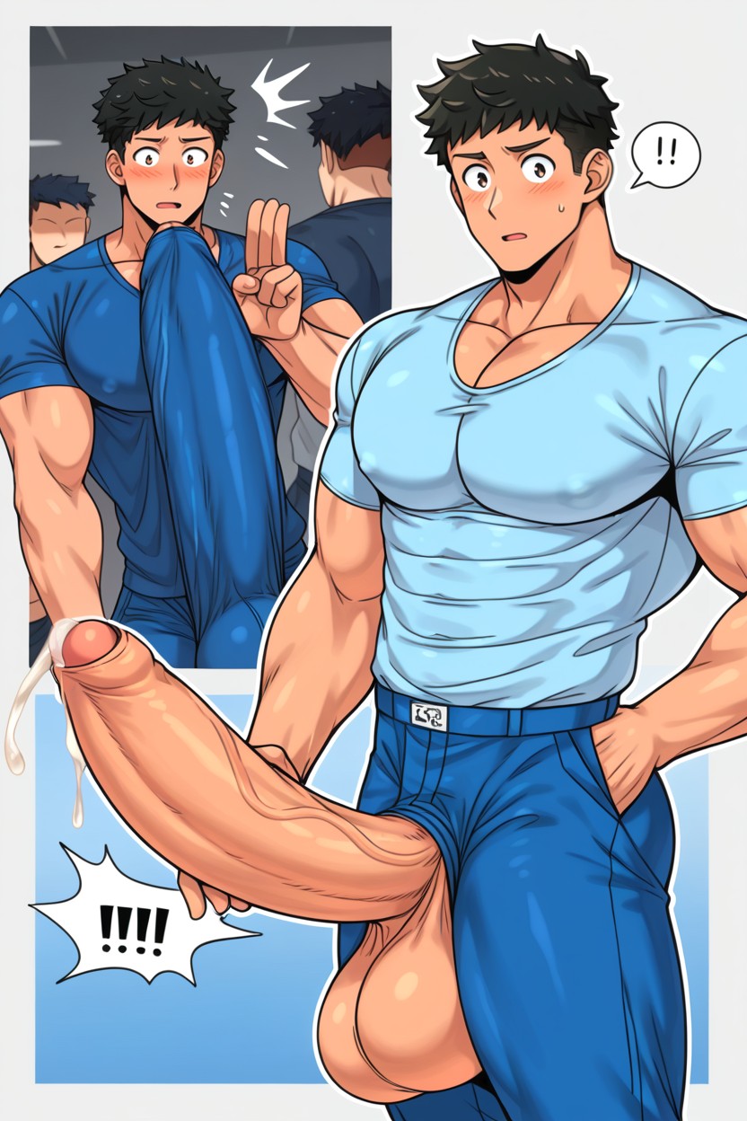 Gigantic Erect Hyper Bulges, 18+, In Public AI Gay Porn