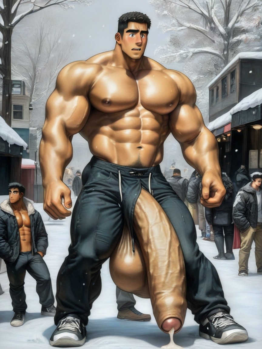 Squeezable, In Public, Perfect Impossibly Oversized Thick And Extra Long Hyper Dick AI Gay Porn